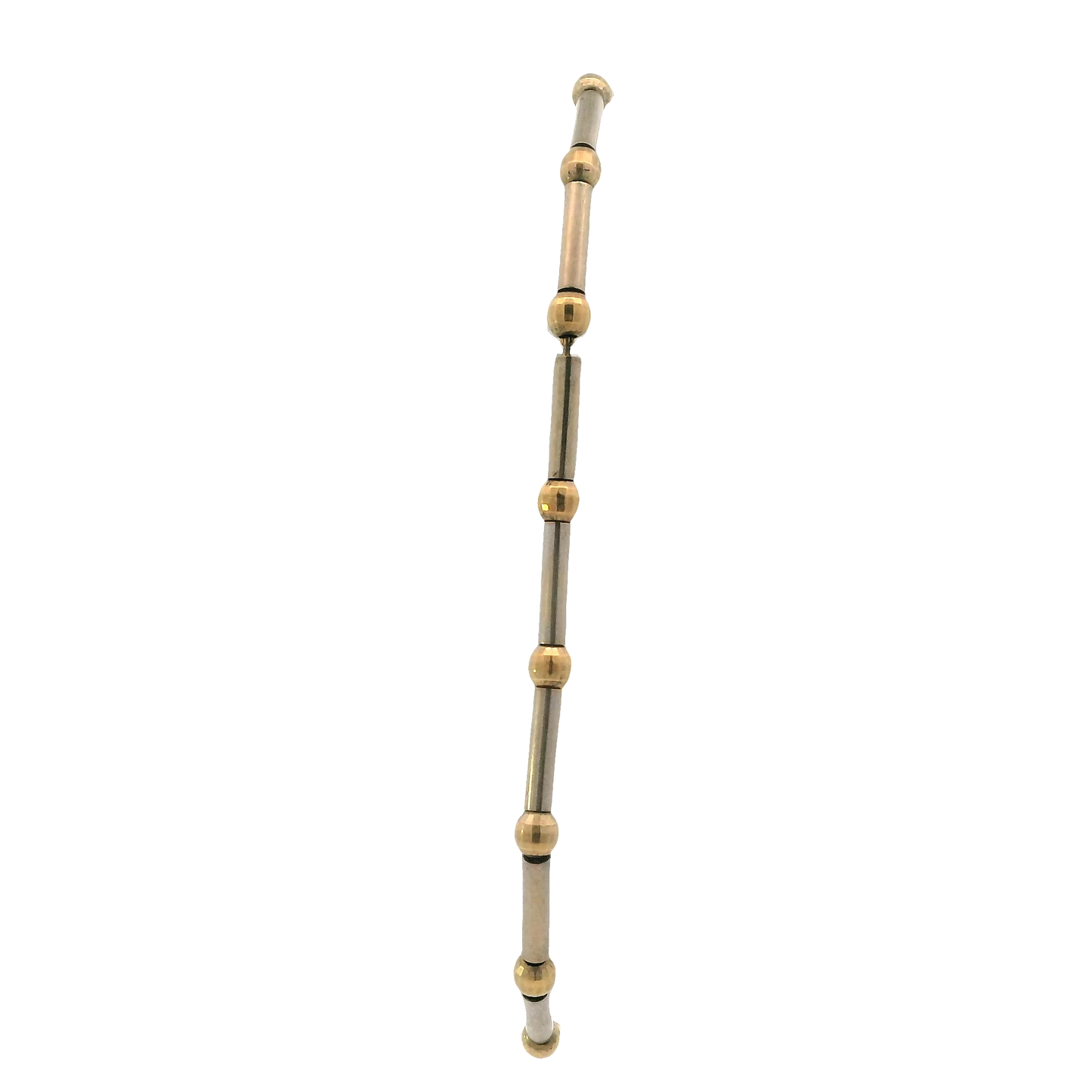14K Yellow & White Gold Bar & Bead Bracelet