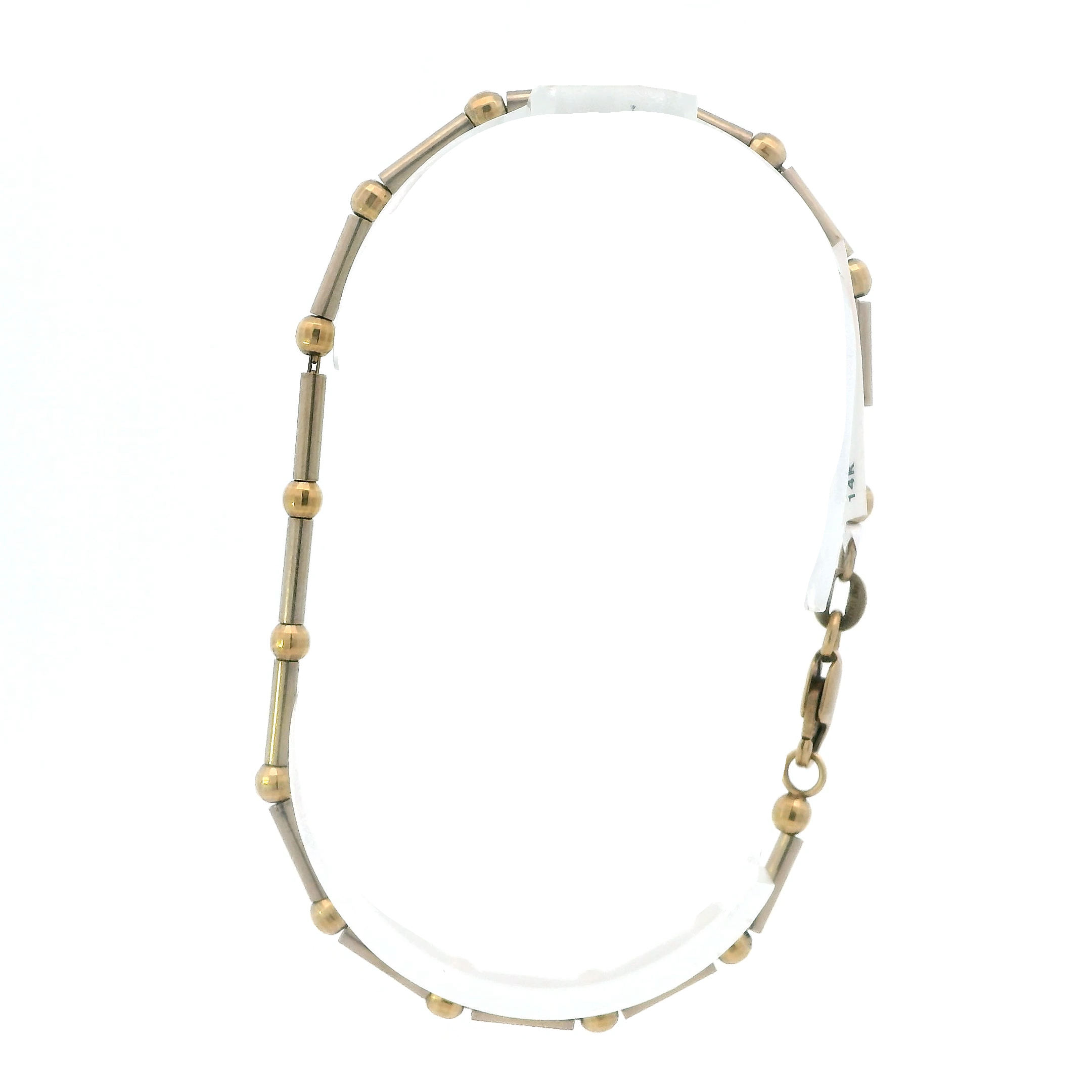 14K Yellow & White Gold Bar & Bead Bracelet