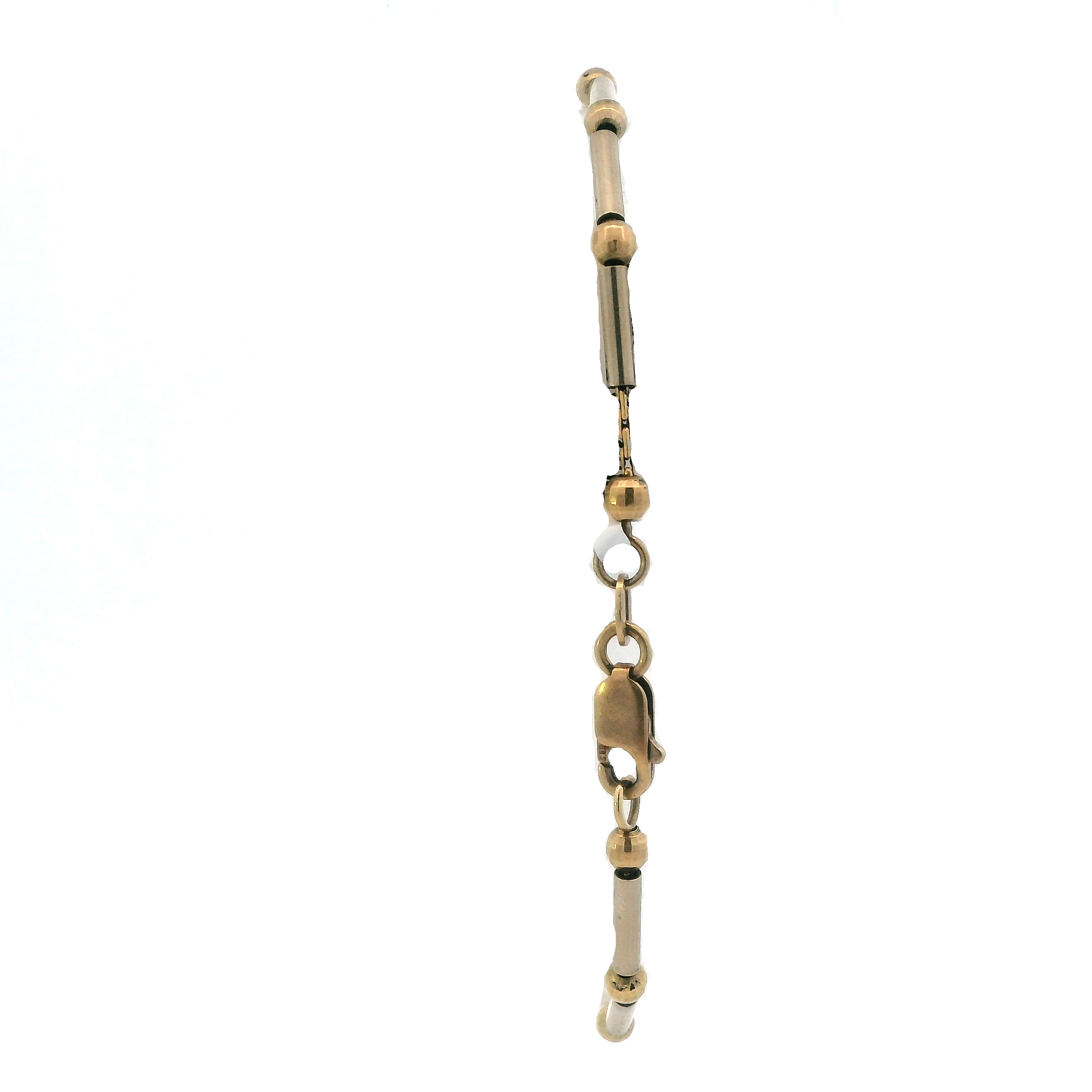 14K Yellow & White Gold Bar & Bead Bracelet