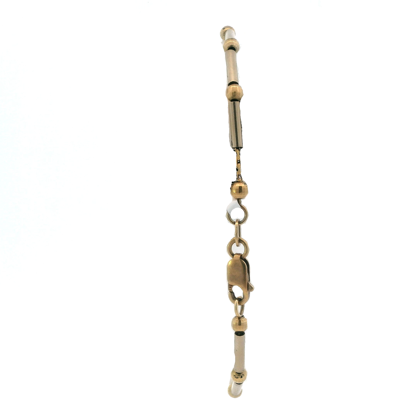 14K Yellow & White Gold Bar & Bead Bracelet