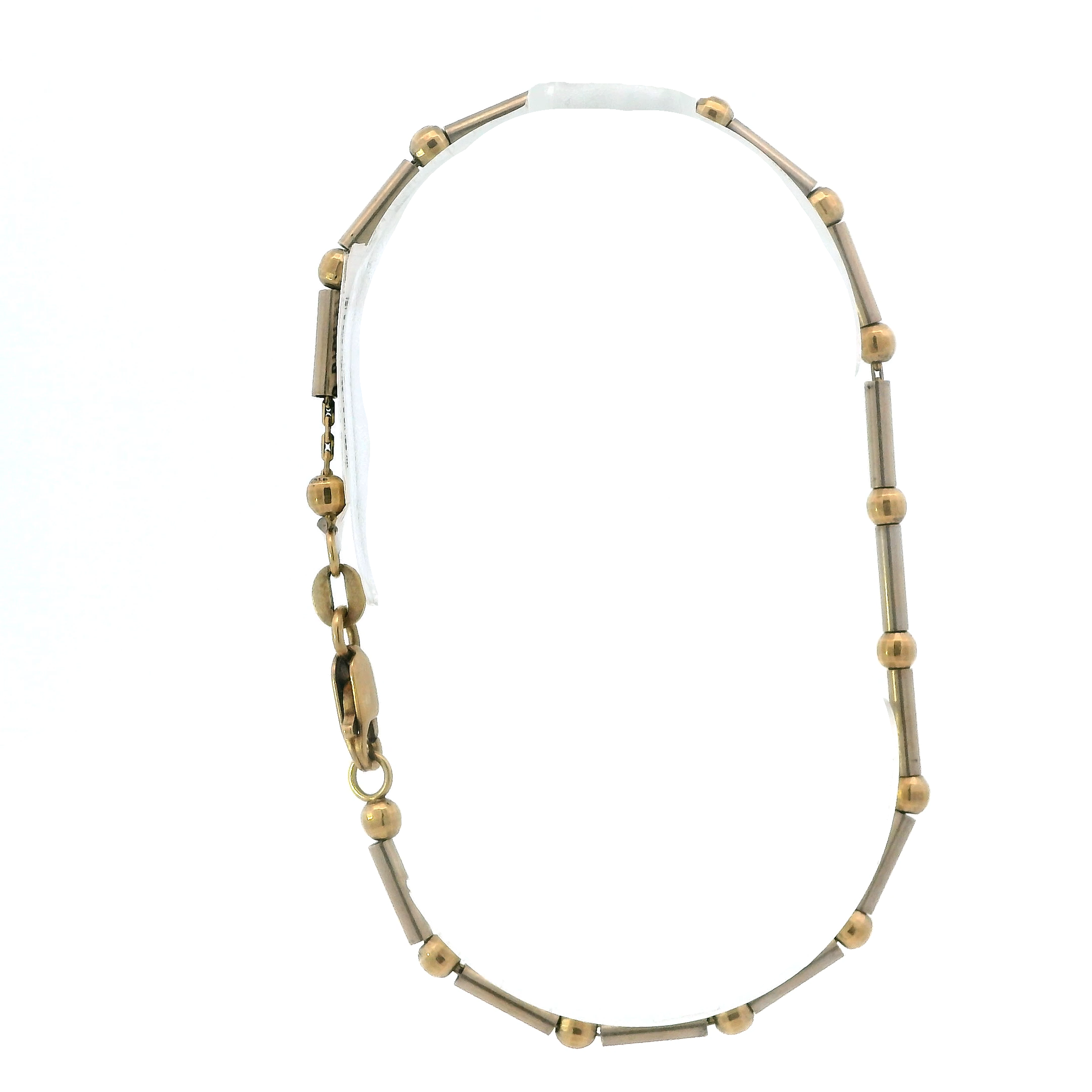 14K Yellow & White Gold Bar & Bead Bracelet