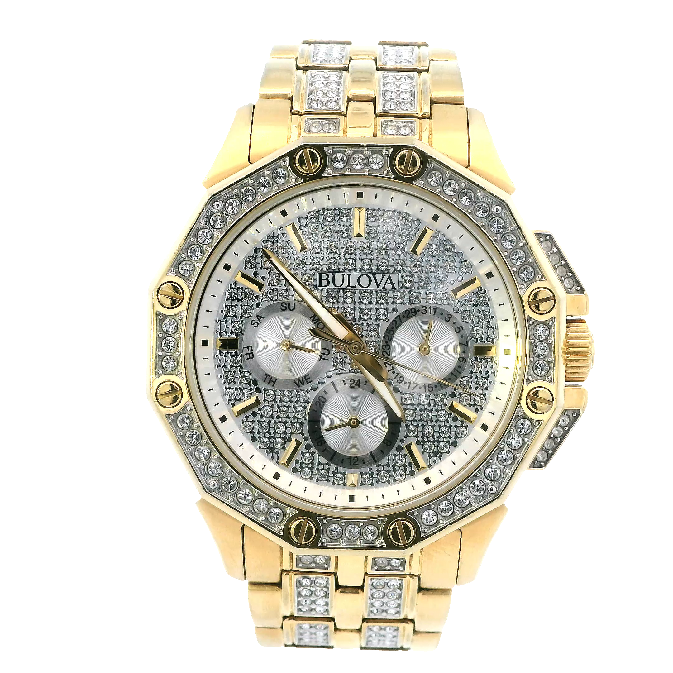Bulova Crystal Gold-Tone Stainless Steel Men's Watch 98C126