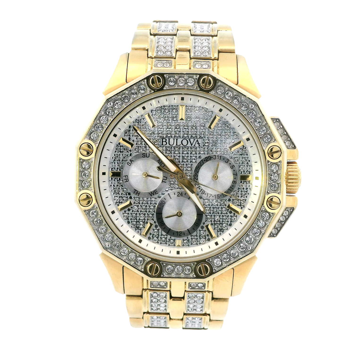 Bulova Crystal Gold-Tone Stainless Steel Men's Watch 98C126
