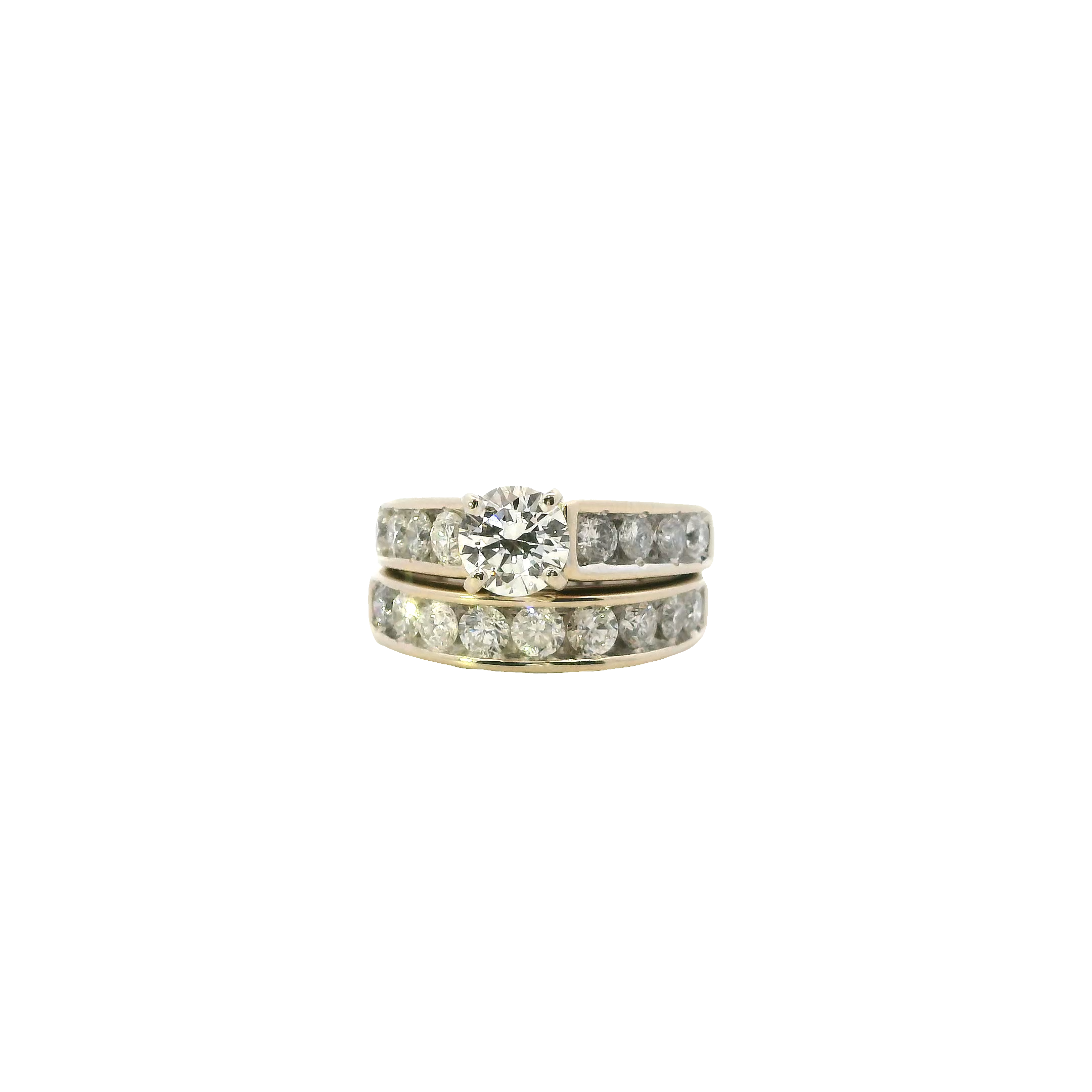 14K White Gold Diamond Engagement & Wedding Ring Set - 2.50ct