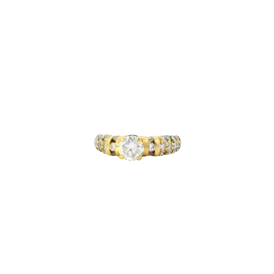 18K Yellow Gold Diamond Women's Ring - 1.35ct