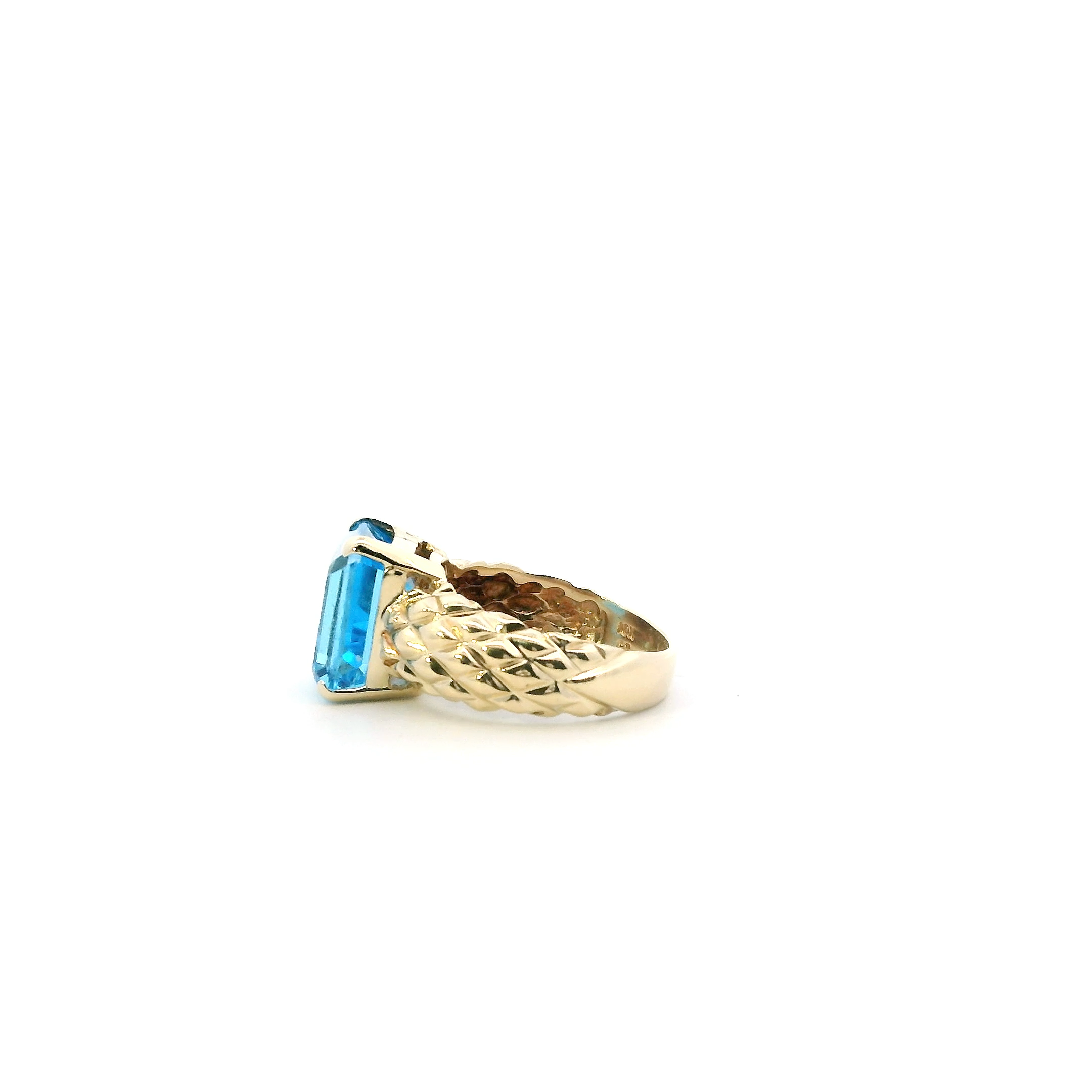 10K Yellow Gold Emerald Cut Topaz Women's Ring