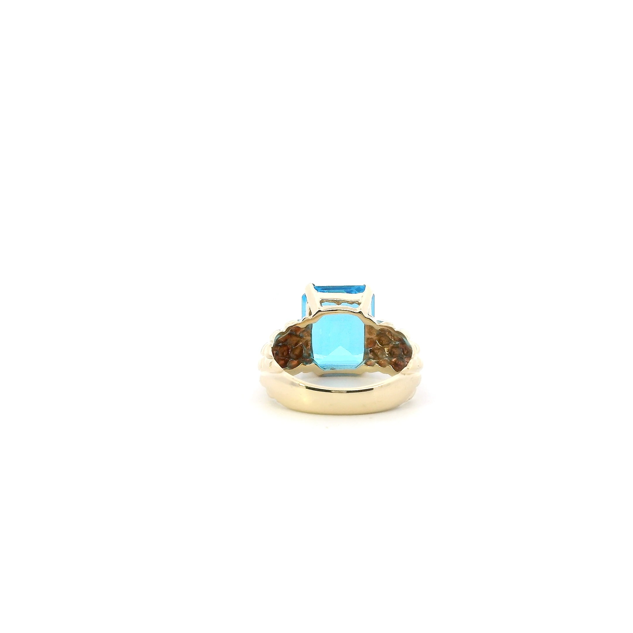 10K Yellow Gold Emerald Cut Topaz Women's Ring