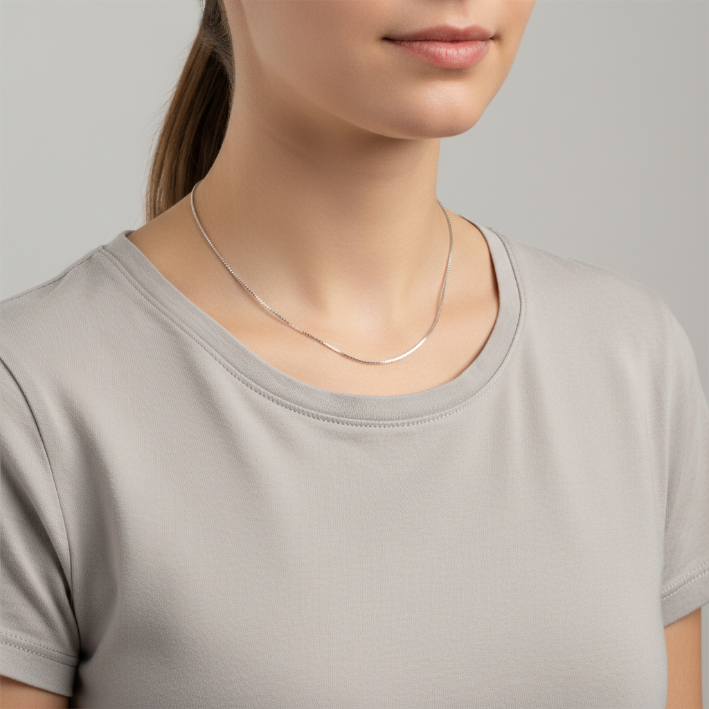 14K White Gold 22" Box Chain
