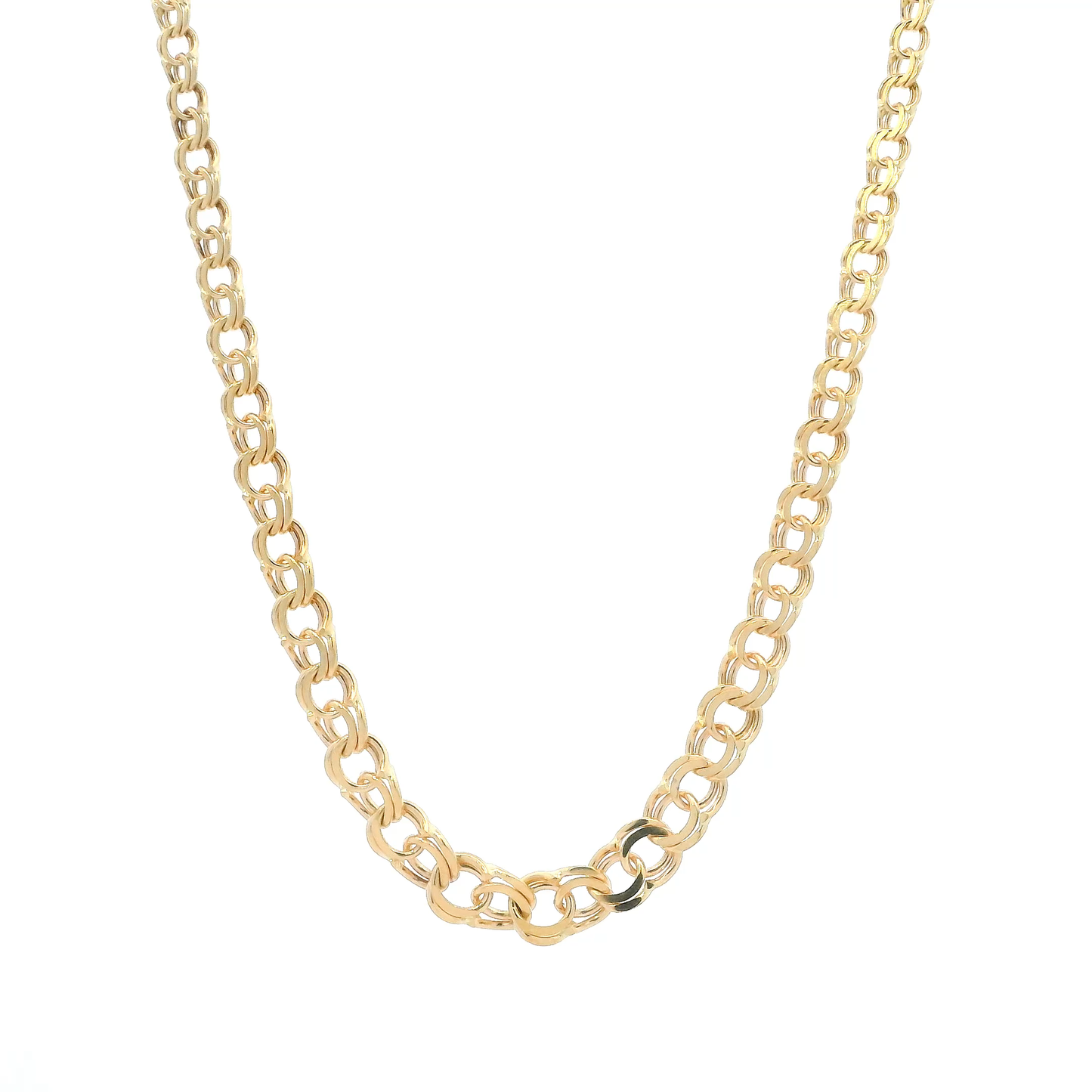 18K Yellow Gold 16.5" Desending Double Link Chain