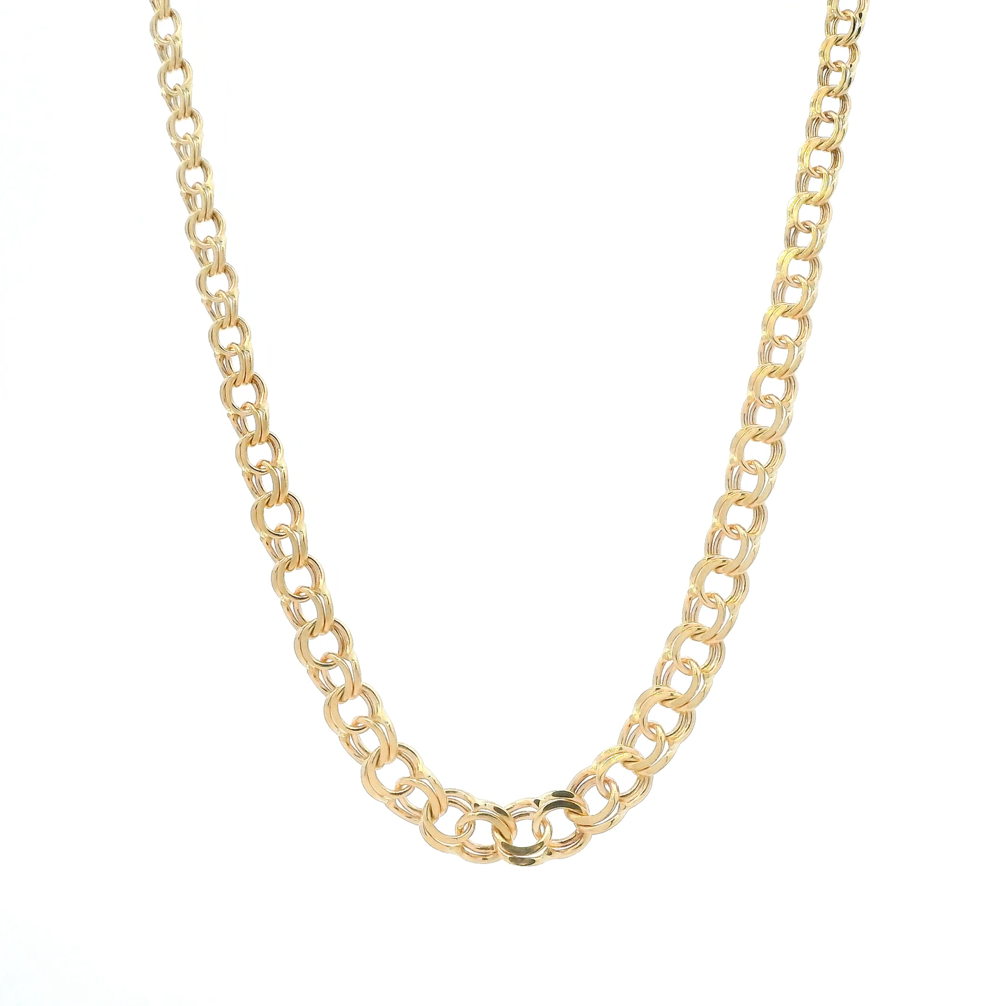 18K Yellow Gold 16.5" Desending Double Link Chain