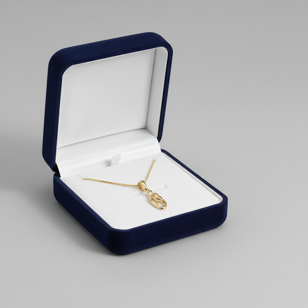 14K Yellow Gold Mother & Child Silhouette Pendant & Sparkle Chain Set