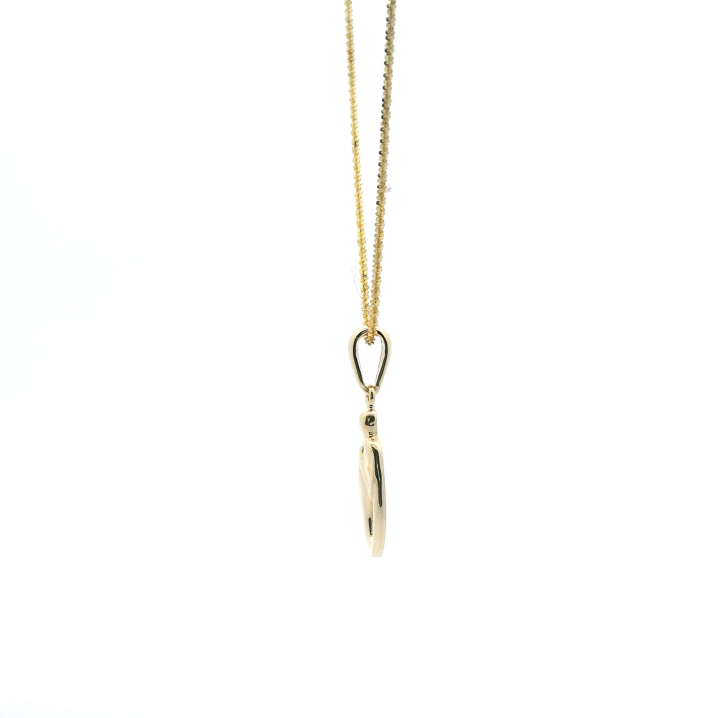 14K Yellow Gold Mother & Child Silhouette Pendant & Sparkle Chain Set