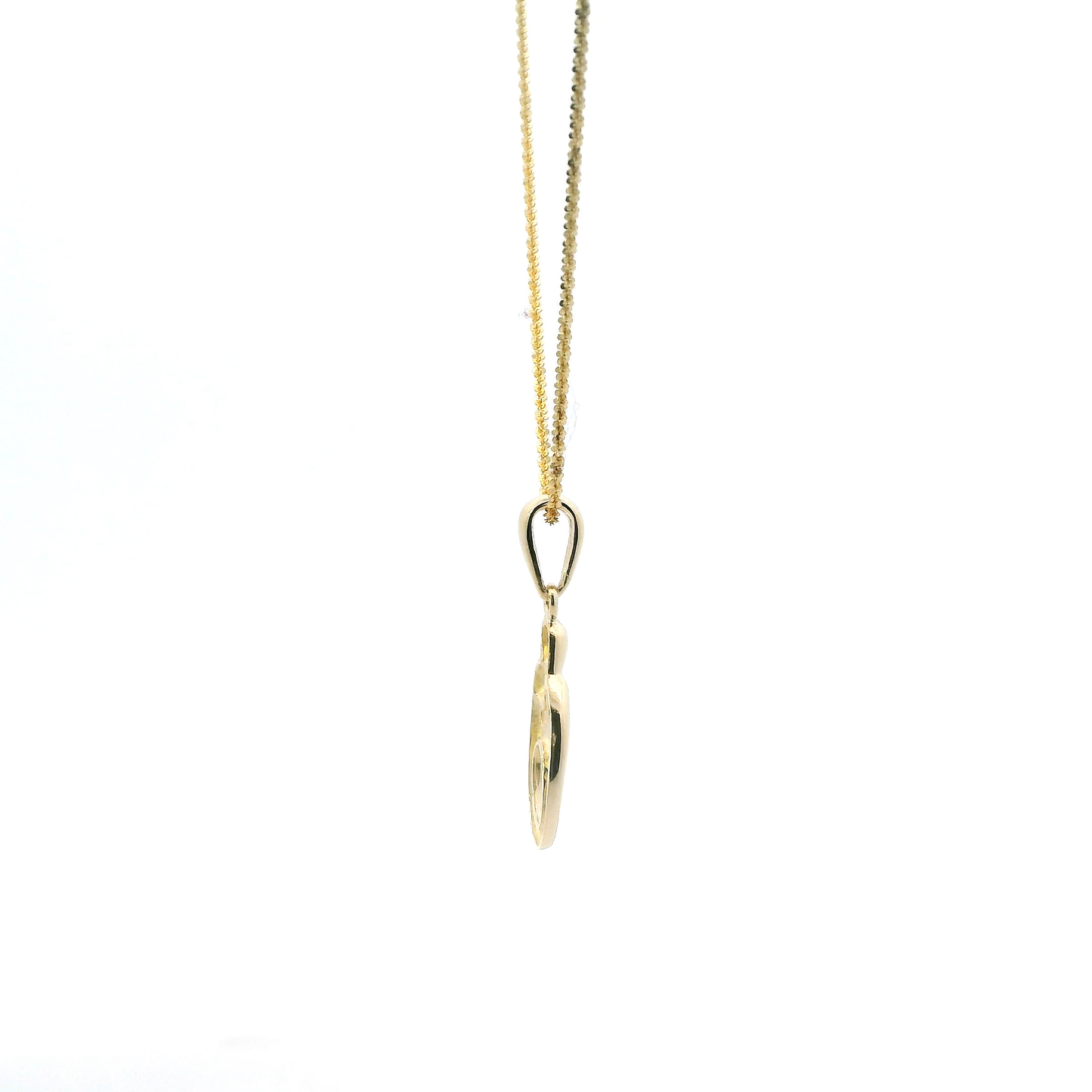 14K Yellow Gold Mother & Child Silhouette Pendant & Sparkle Chain Set