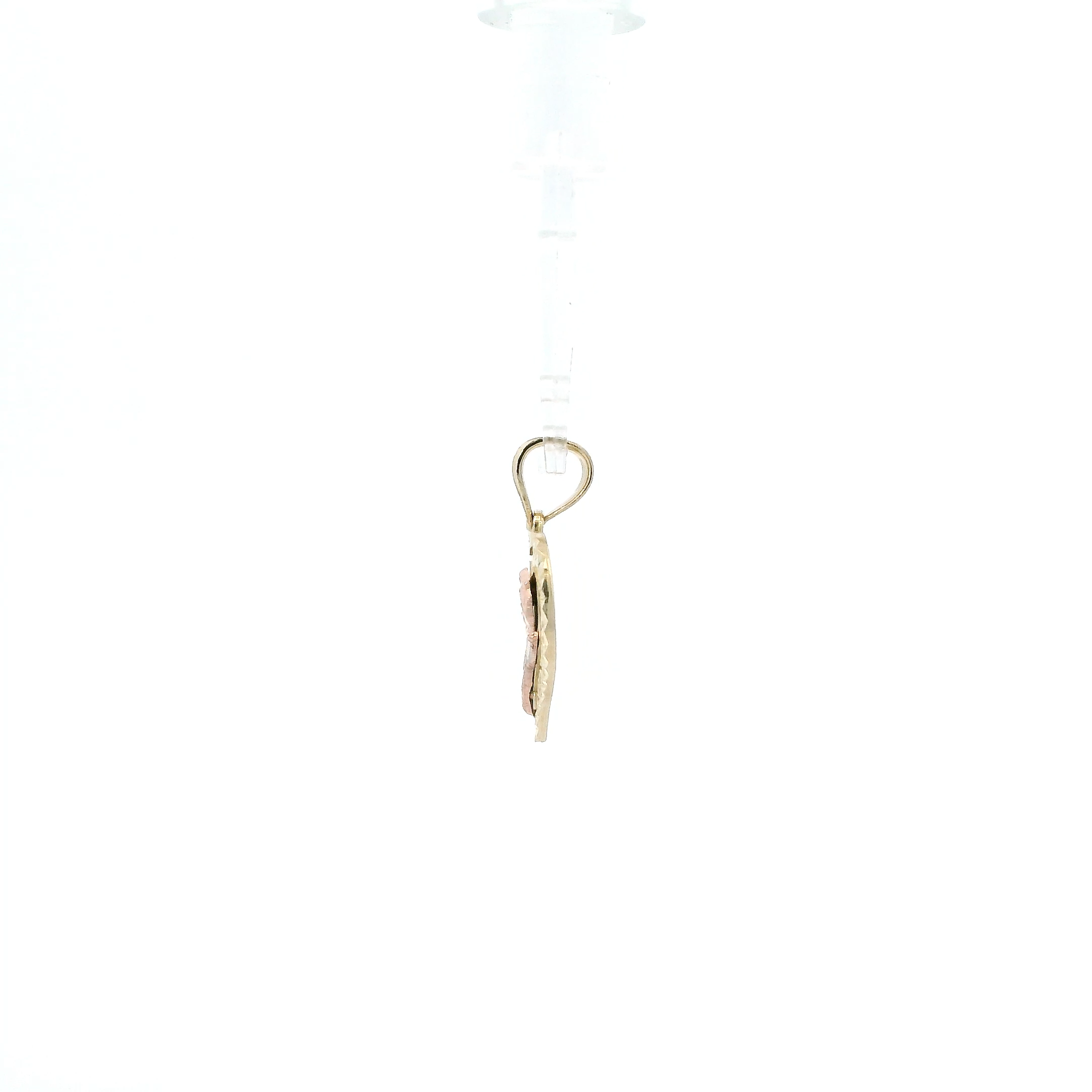 14K Tri Color Gold Rose Heart Pendant
