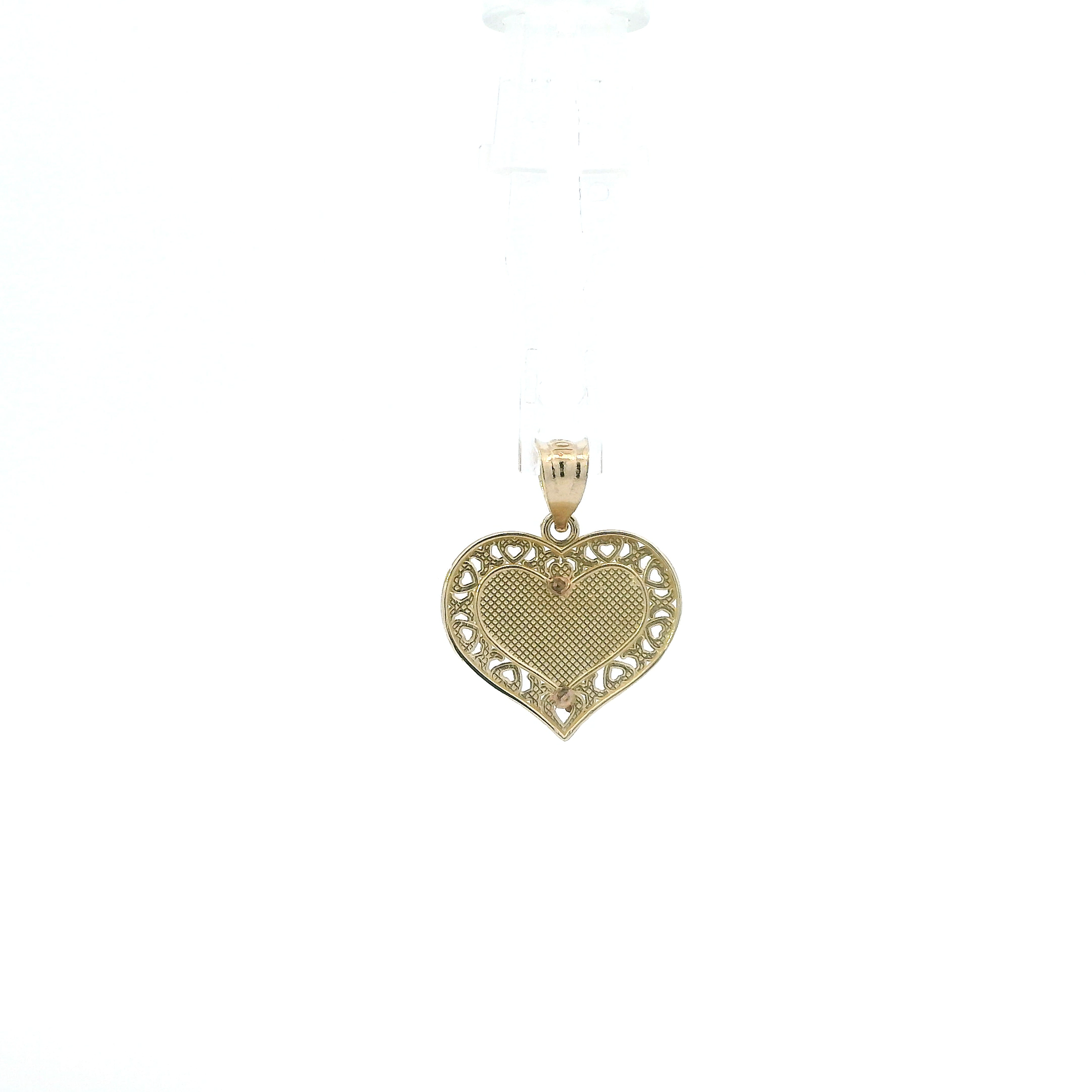 14K Tri Color Gold Rose Heart Pendant