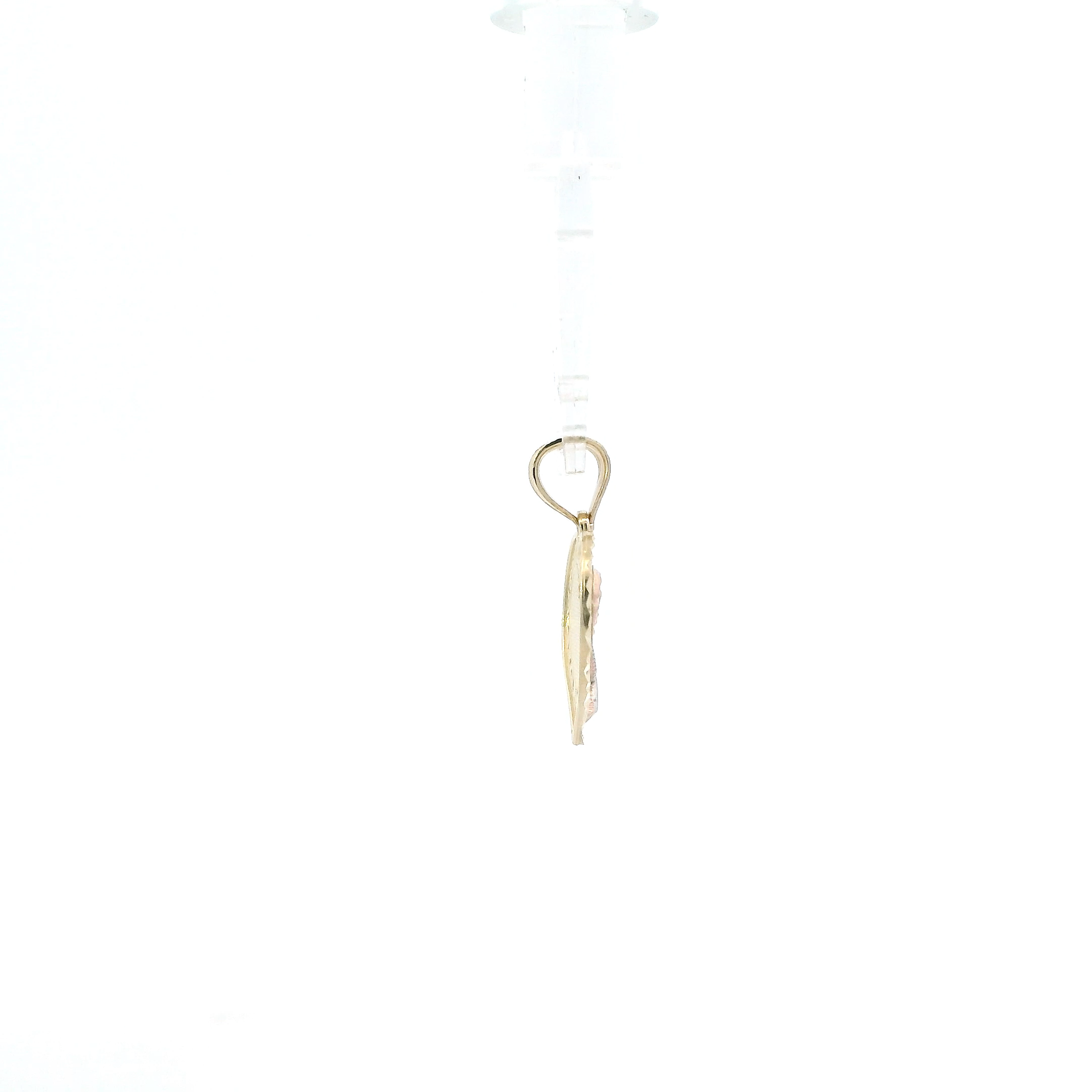 14K Tri Color Gold Rose Heart Pendant