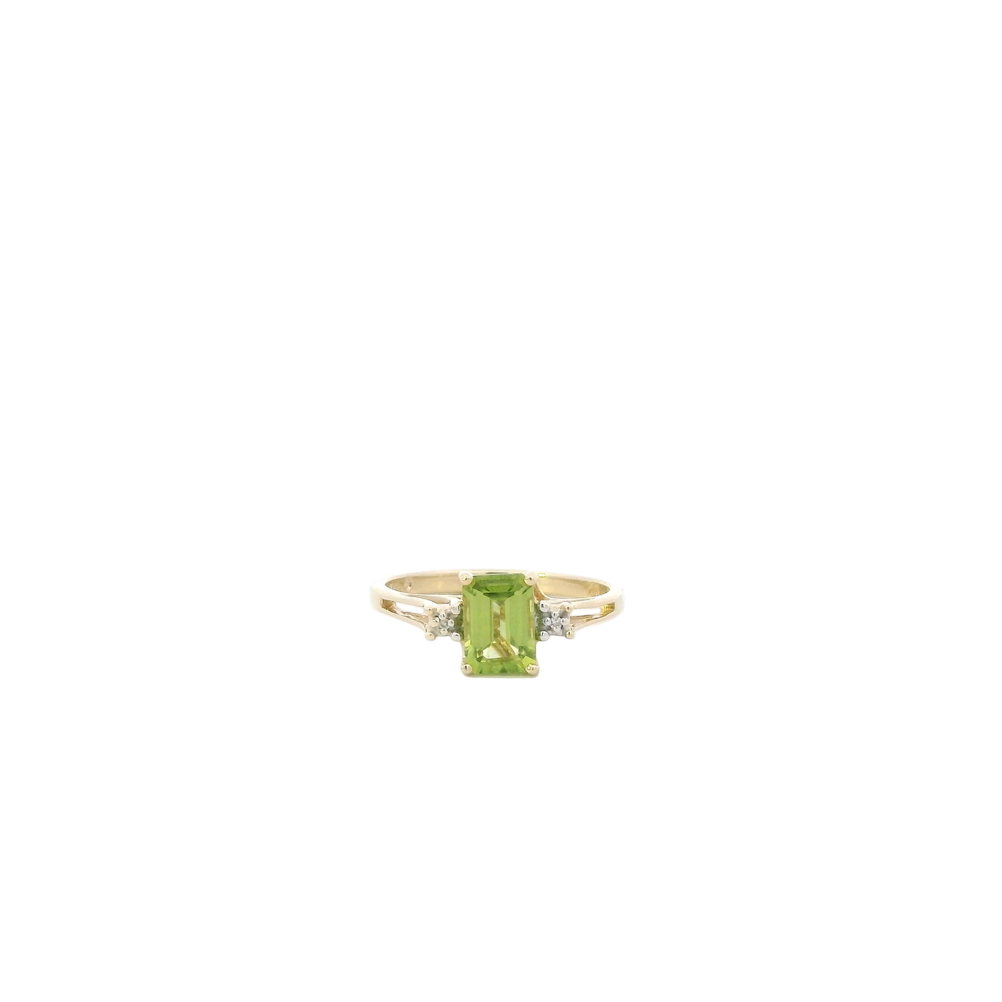 10K Yellow Gold Rectangle Peridot Women's Ring