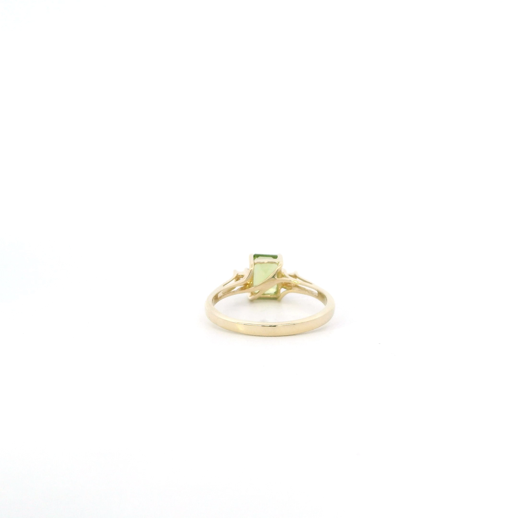 10K Yellow Gold Rectangle Peridot Women's Ring