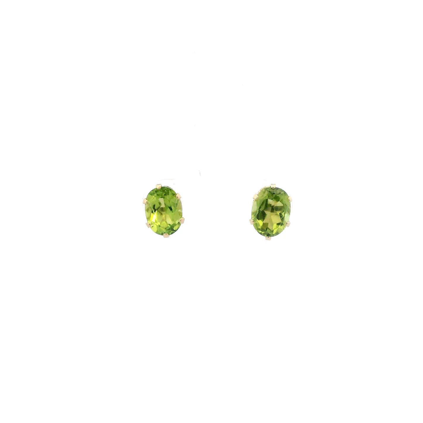 14K Yellow Gold Oval Peridot Stud Earrings