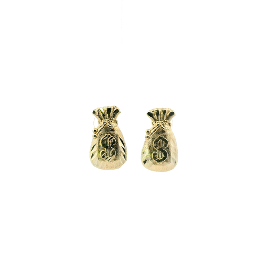 10K Yellow Gold Money Bag Stud Earrings