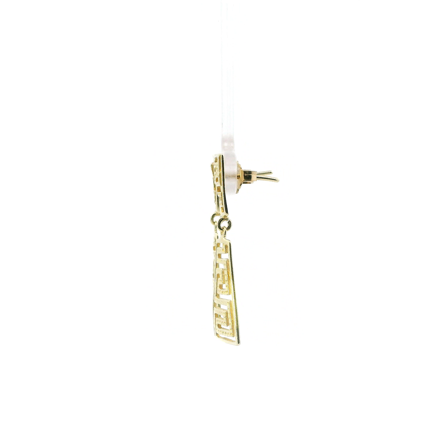 14K Yellow Gold Greek Design Dangle Earrings