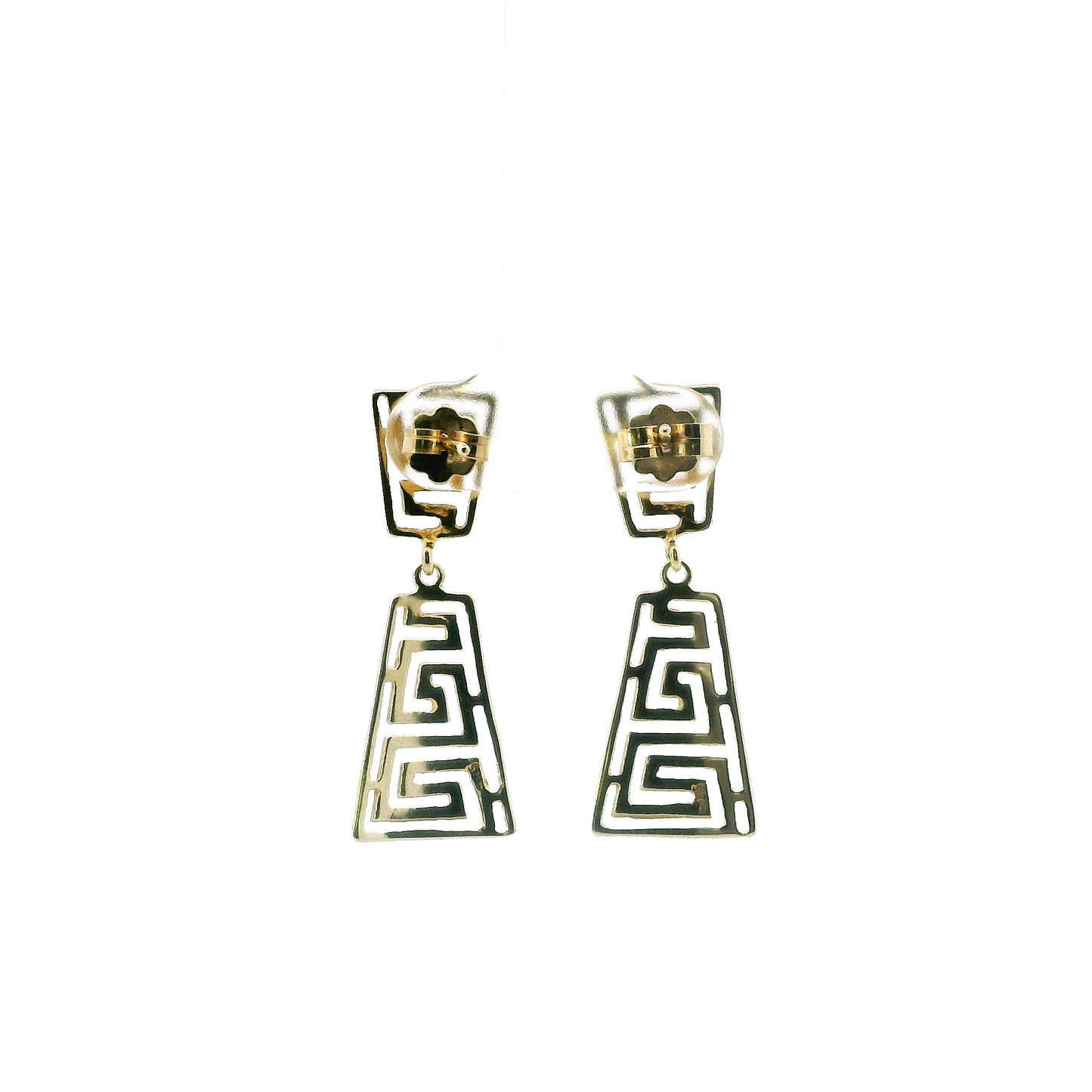 14K Yellow Gold Greek Design Dangle Earrings