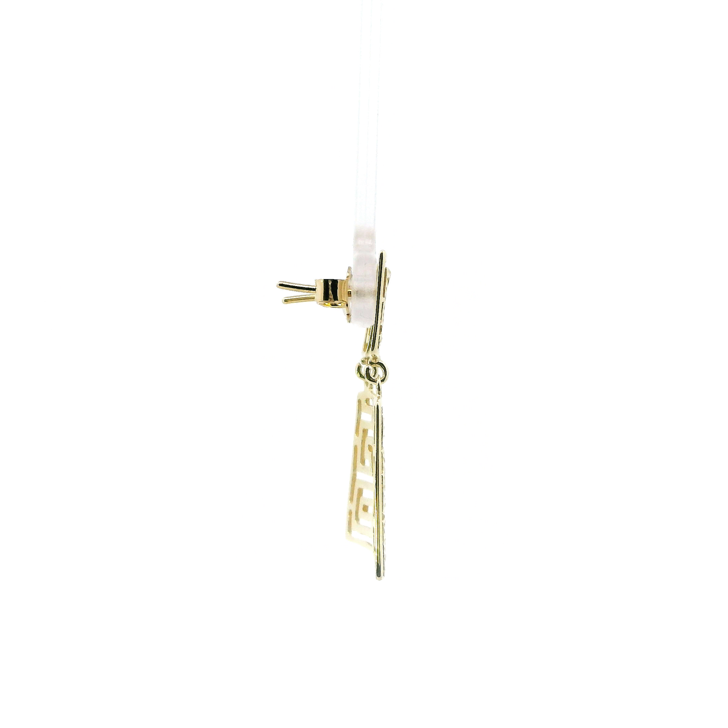 14K Yellow Gold Greek Design Dangle Earrings
