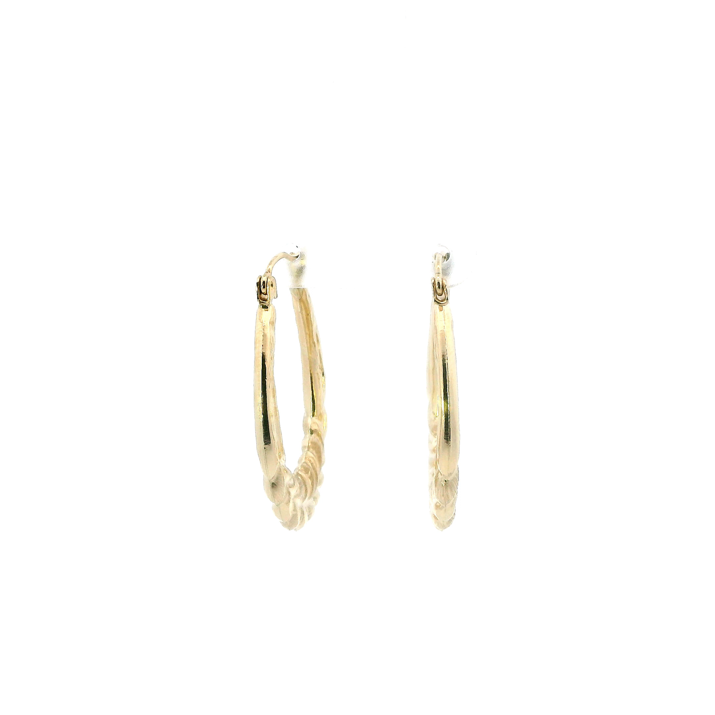 10K Yellow Gold Hollow Leaf Hoop Earrings