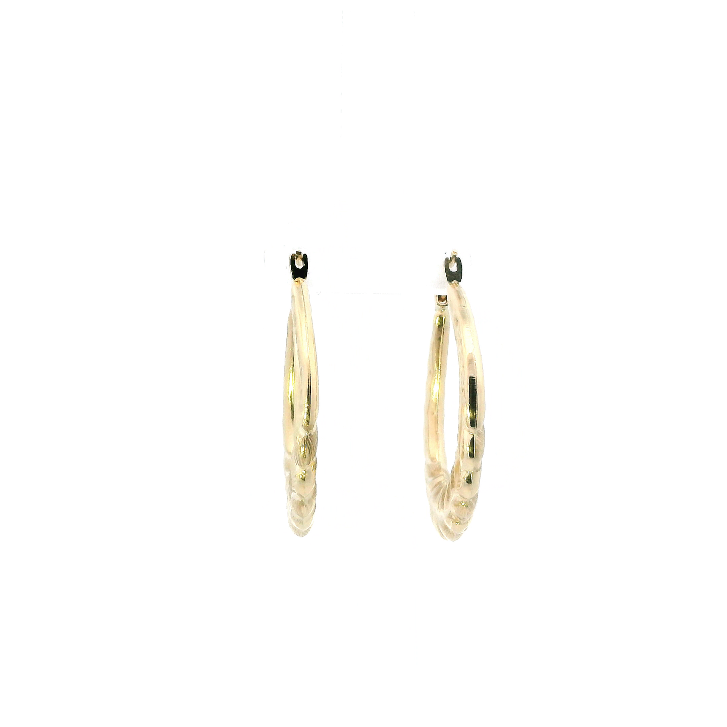 10K Yellow Gold Hollow Leaf Hoop Earrings