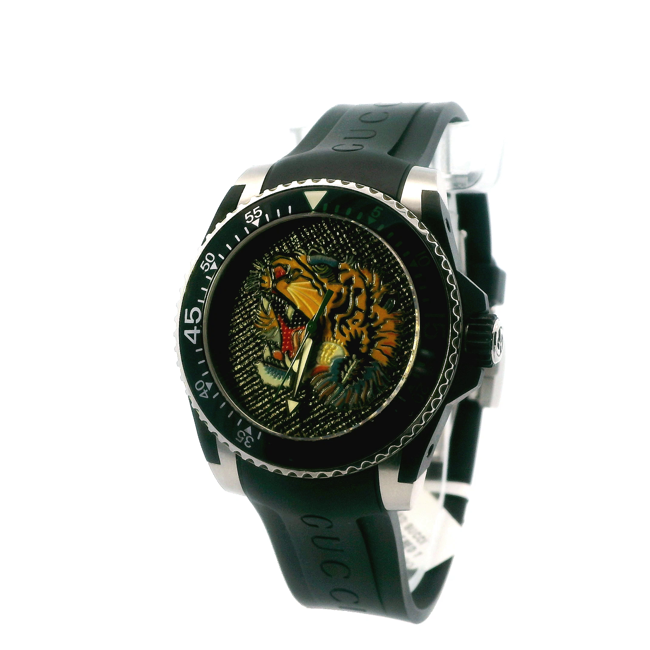 Gucci Dive Embroidered Tiger Motif Stainless Steel Quartz Men's Watch
