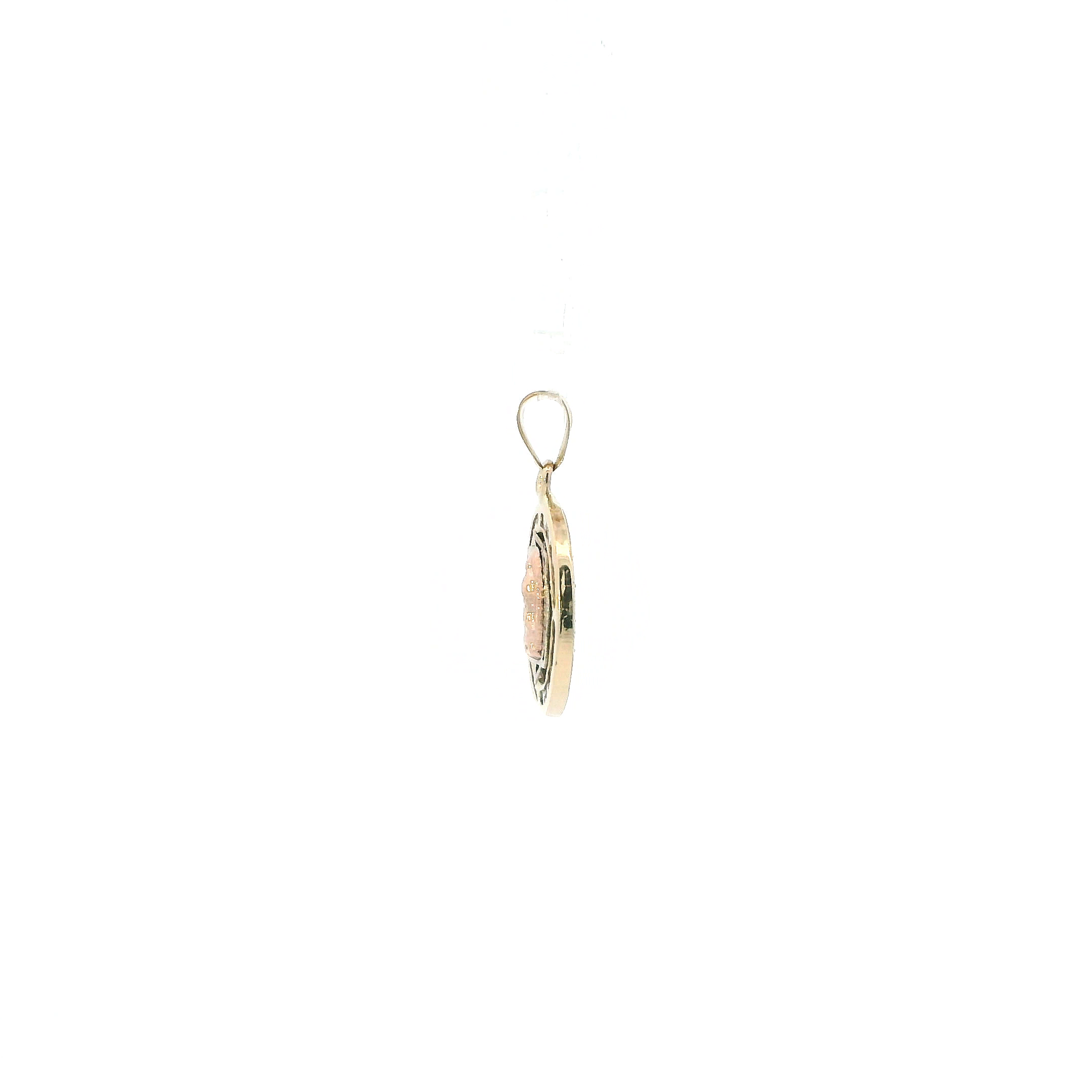 14K Tri-Color Gold CZ Virgin Mary Pendant