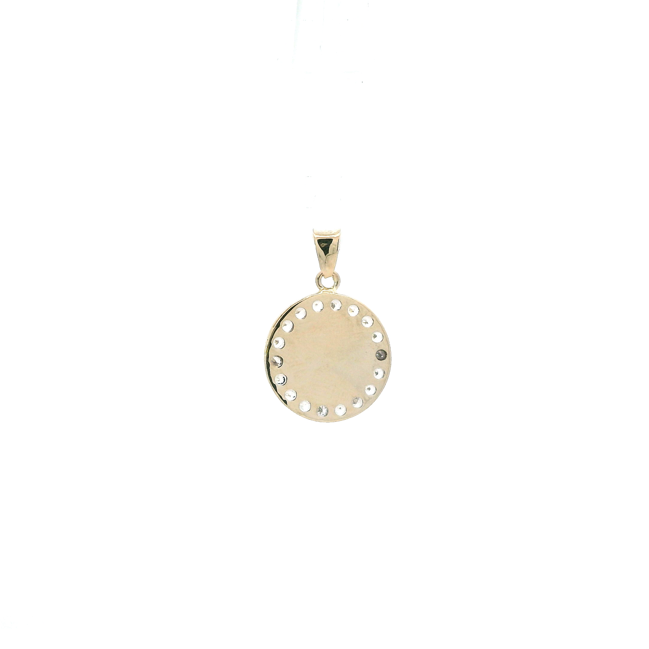 14K Tri-Color Gold CZ Virgin Mary Pendant
