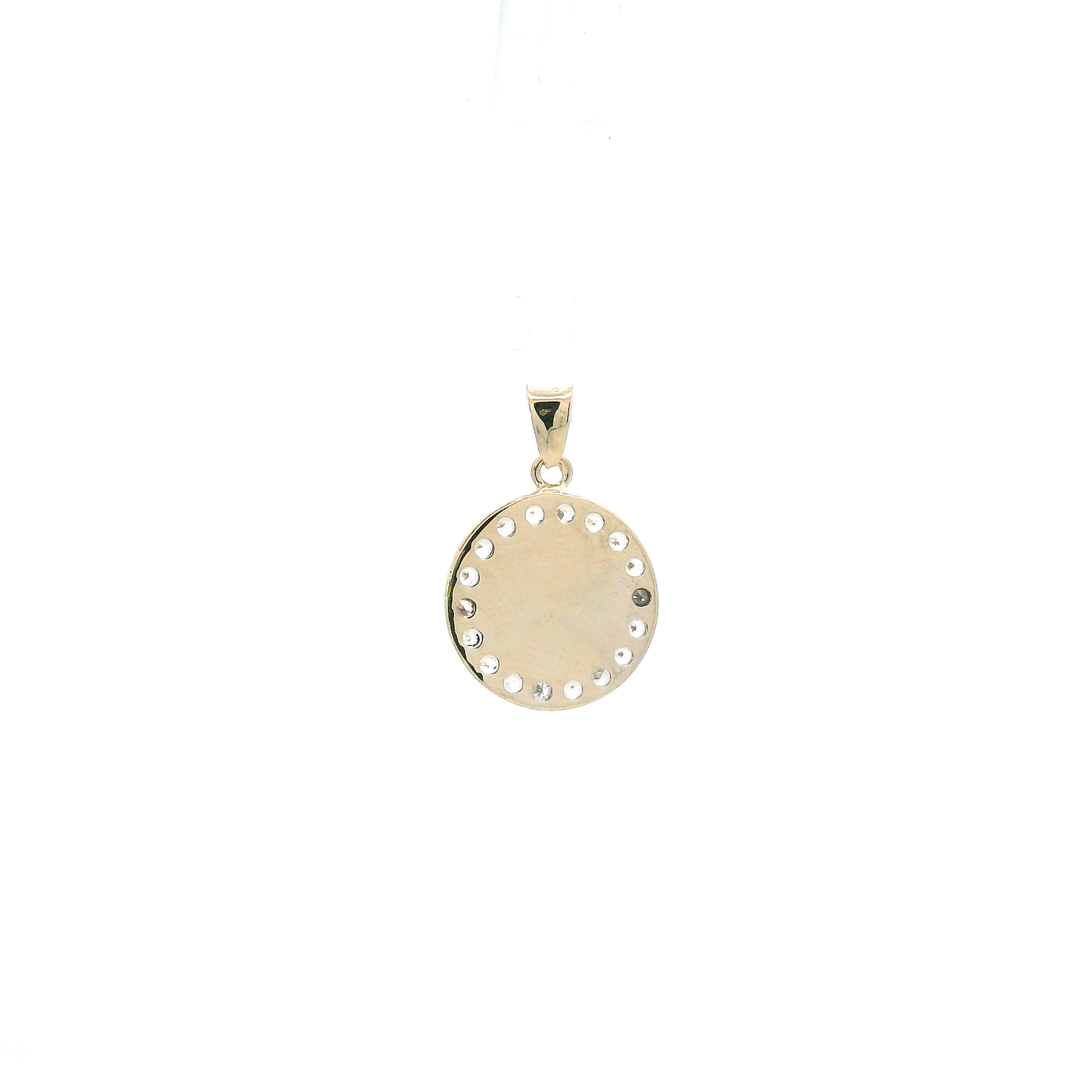 14K Tri-Color Gold CZ Virgin Mary Pendant