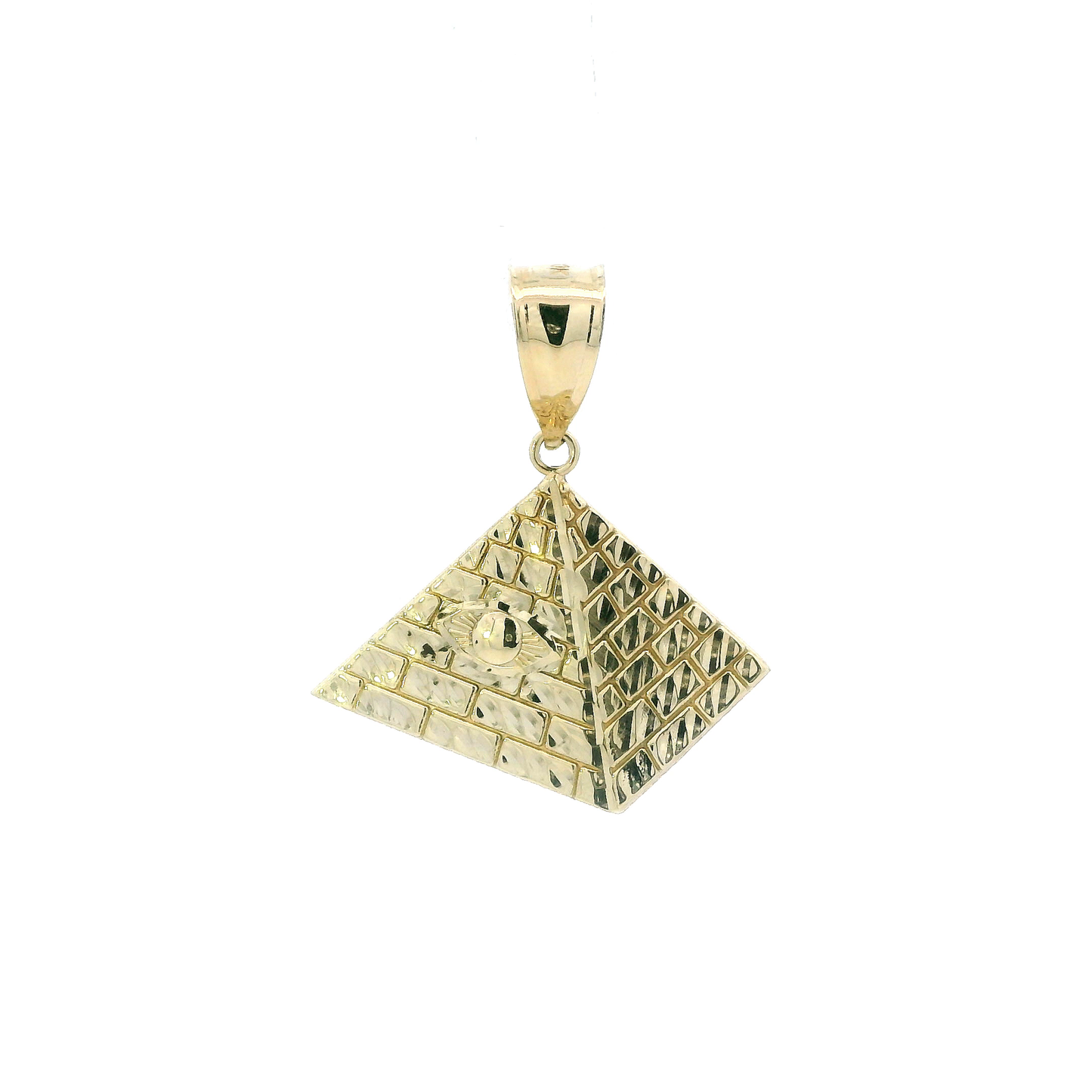 10K Yellow Gold Egyptian Horus Eye Pyramid Pendant