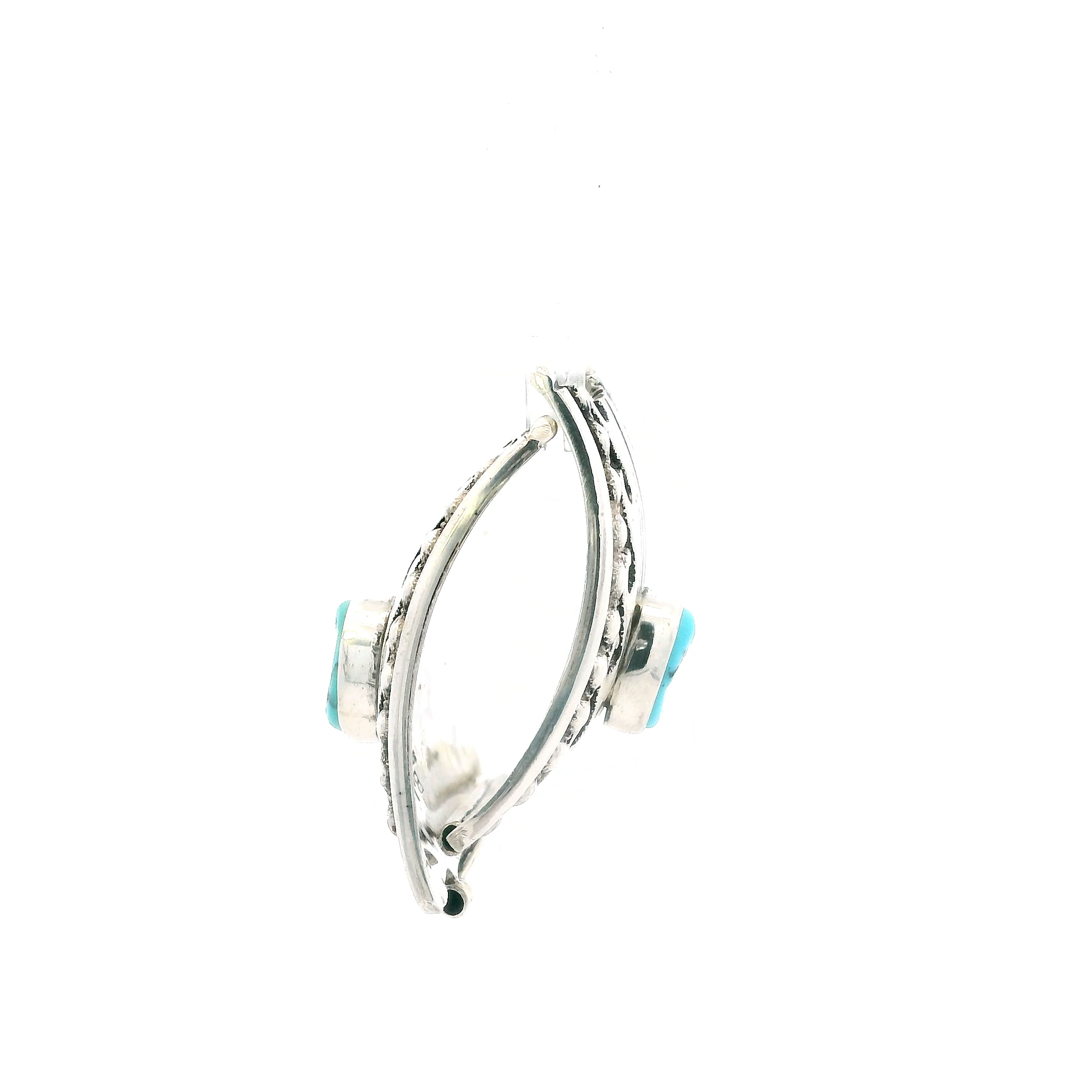 Sterling Silver Native American Bezel Set Turquoise Watch Tips