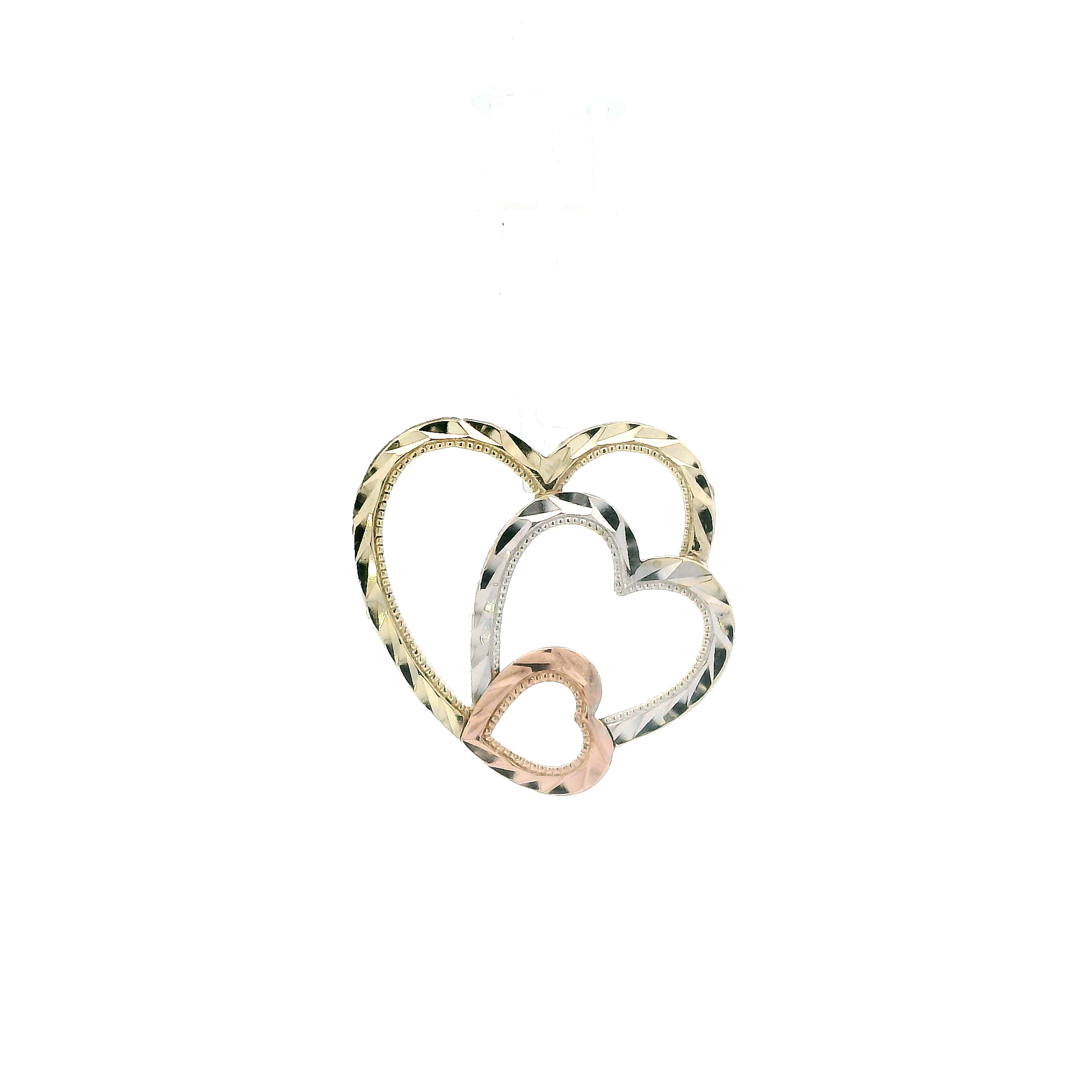 10K Tri-Color Gold DC Open Heart Pendant