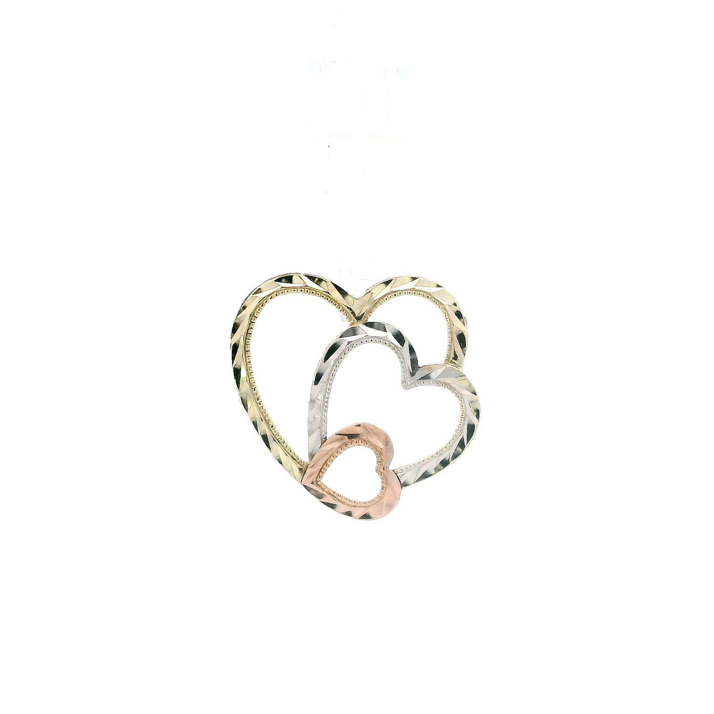 10K Tri-Color Gold DC Open Heart Pendant