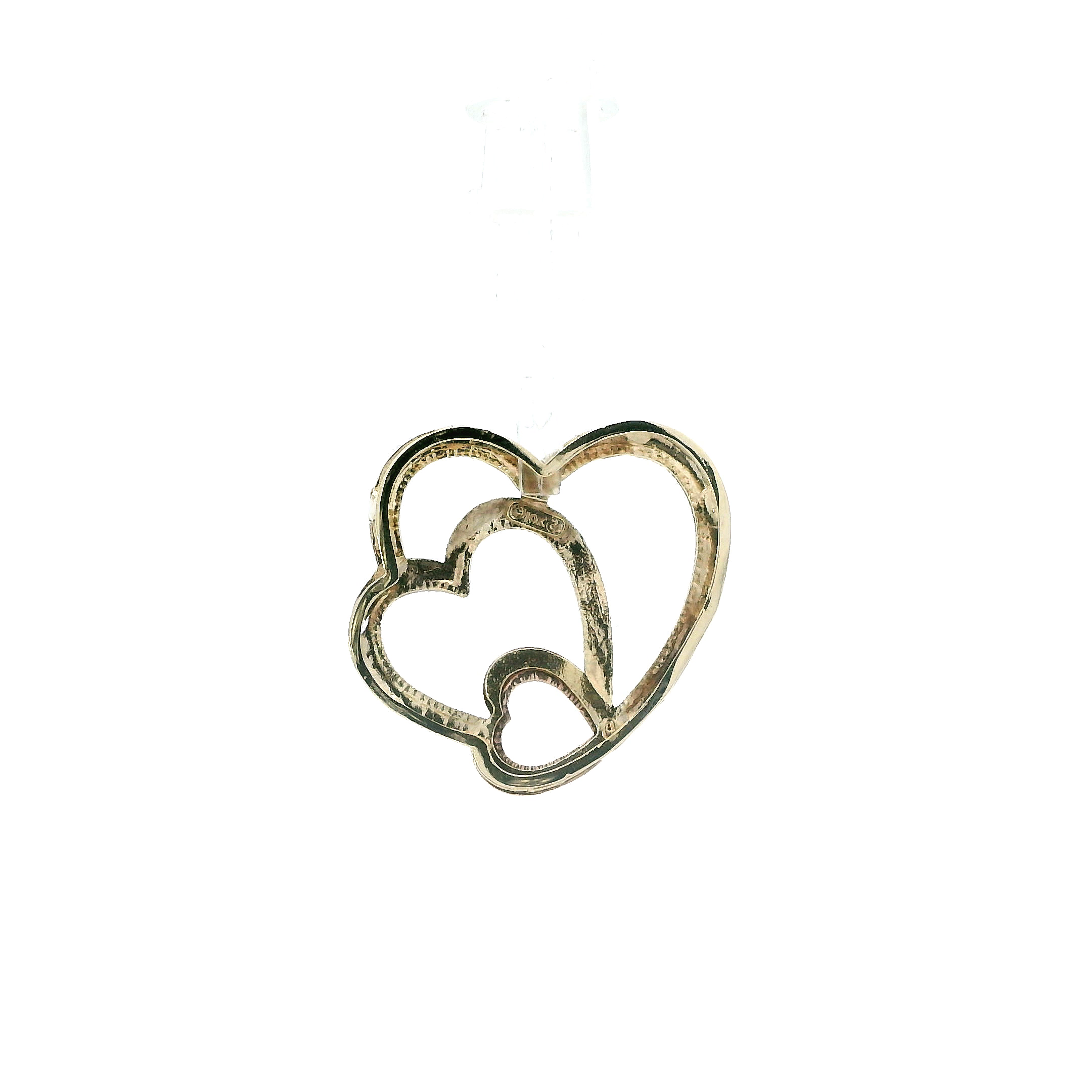 10K Tri-Color Gold DC Open Heart Pendant