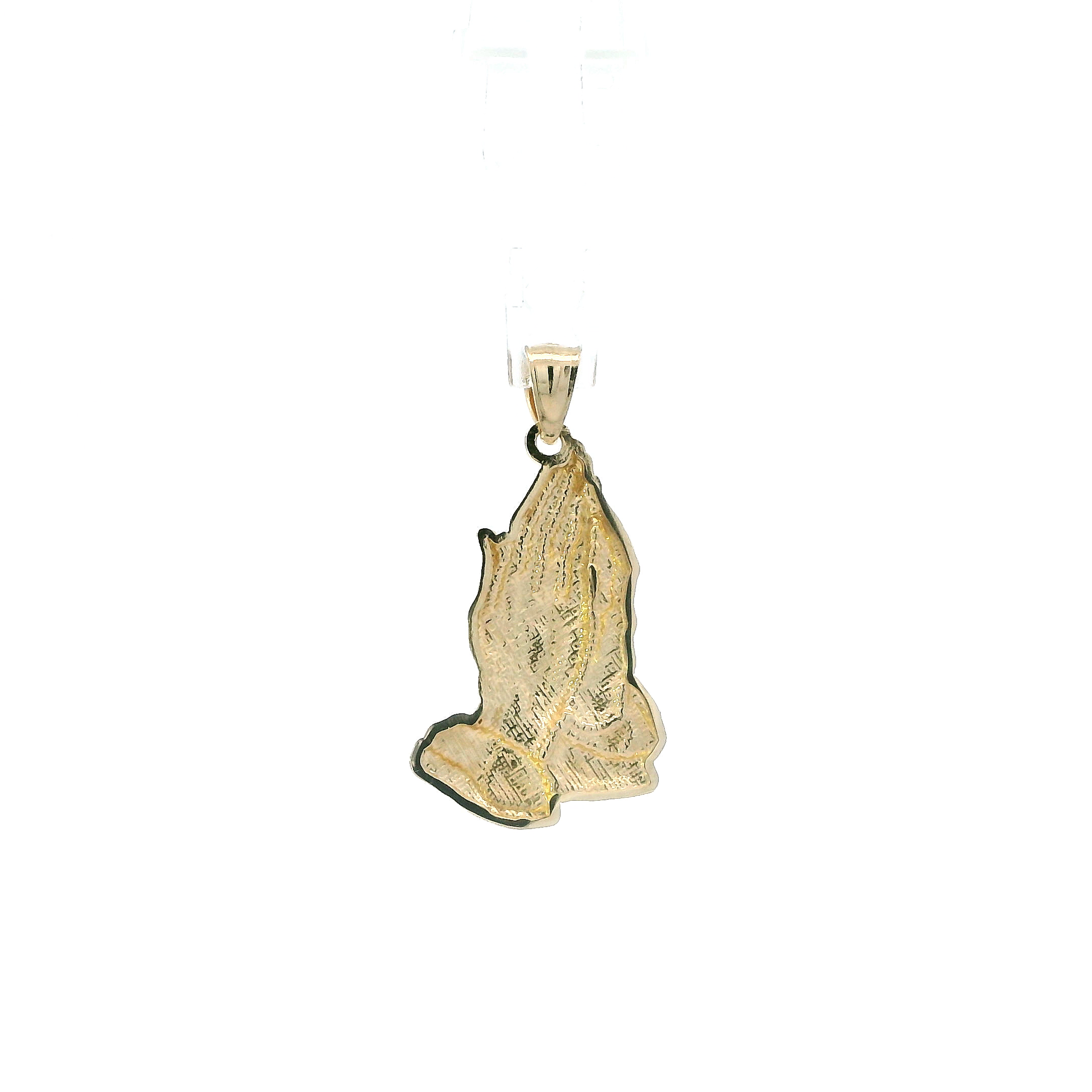 14K Yellow Gold Praying Hands Pendant
