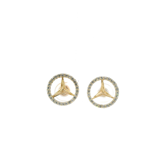 10K Yellow Gold Mercedes Symbol Stud Earrings