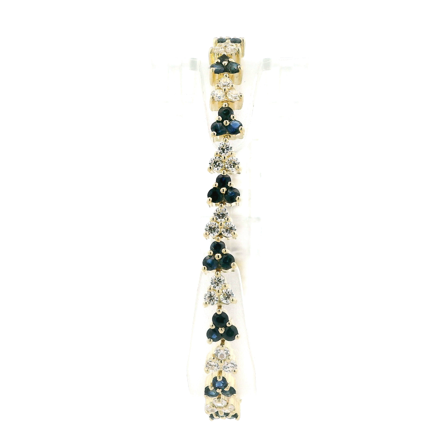 14K Yellow Gold Topaz & Glass 7" Bracelet