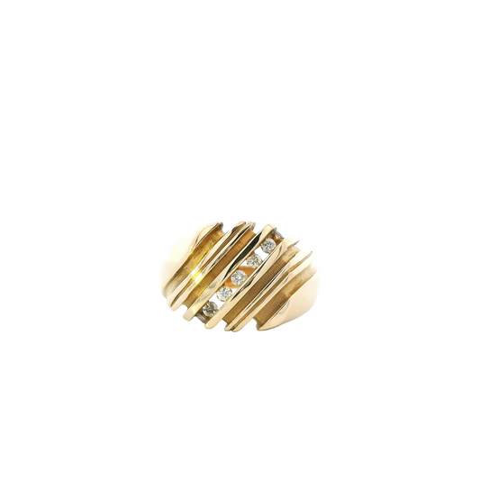 14K Yellow Gold Diamond Men's Ring - 0.32ct