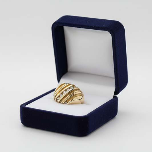 14K Yellow Gold Diamond Men's Ring - 0.32ct