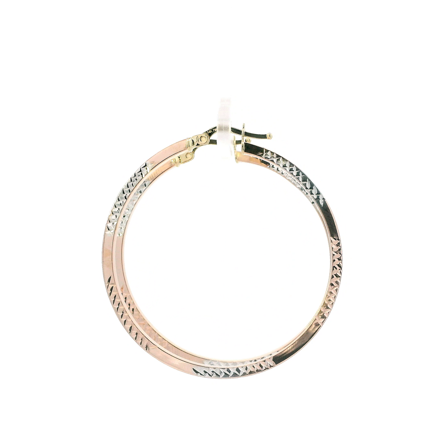 14K Tri Color Diamond Cut Hoop Earrings