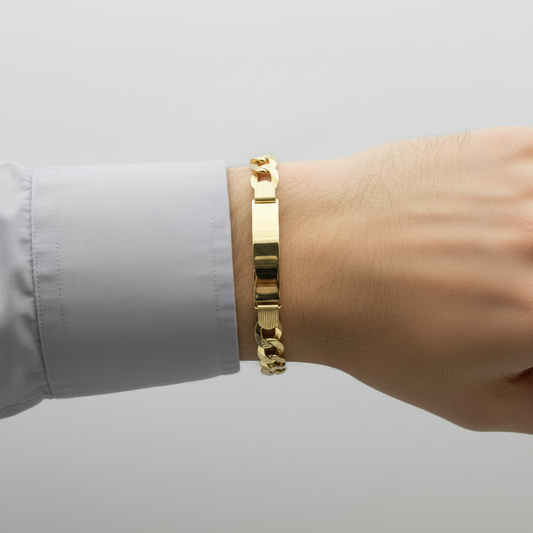 14K Yellow Gold Curb ID Bracelet