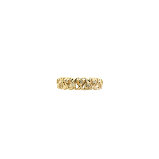 14K Yellow Gold Diamond Heart Ring