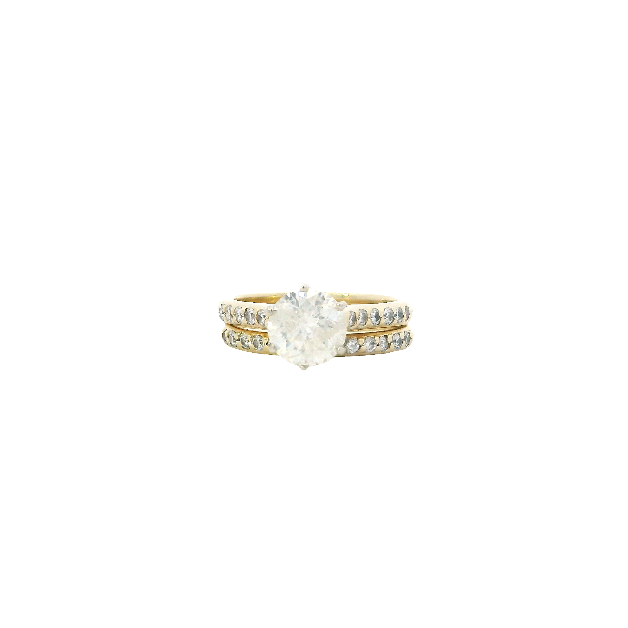 14K Yellow Gold Diamond Engagement & Wedding Ring Set - 2.1ct