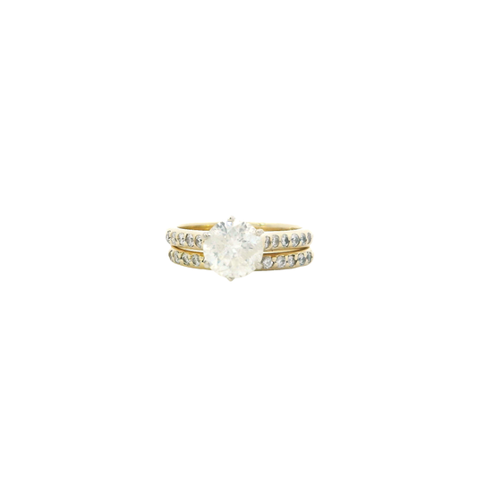 14K Yellow Gold Diamond Engagement & Wedding Ring Set - 2.1ct