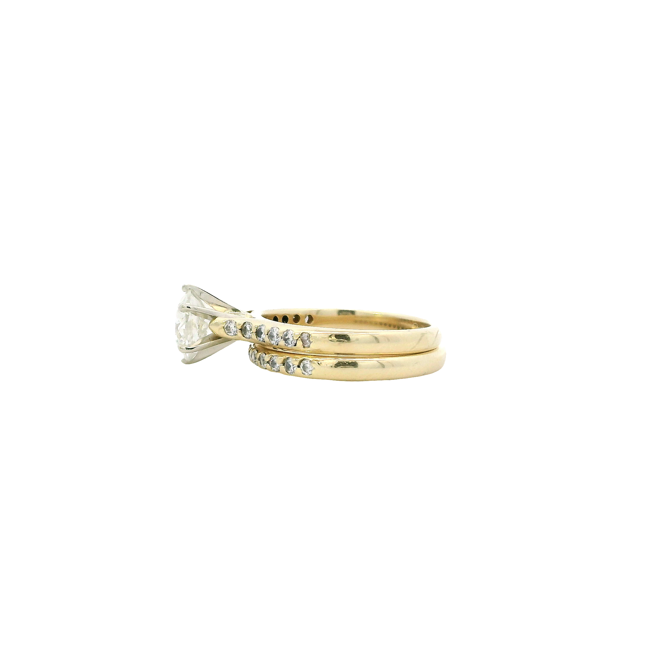 14K Yellow Gold Diamond Engagement & Wedding Ring Set - 2.1ct