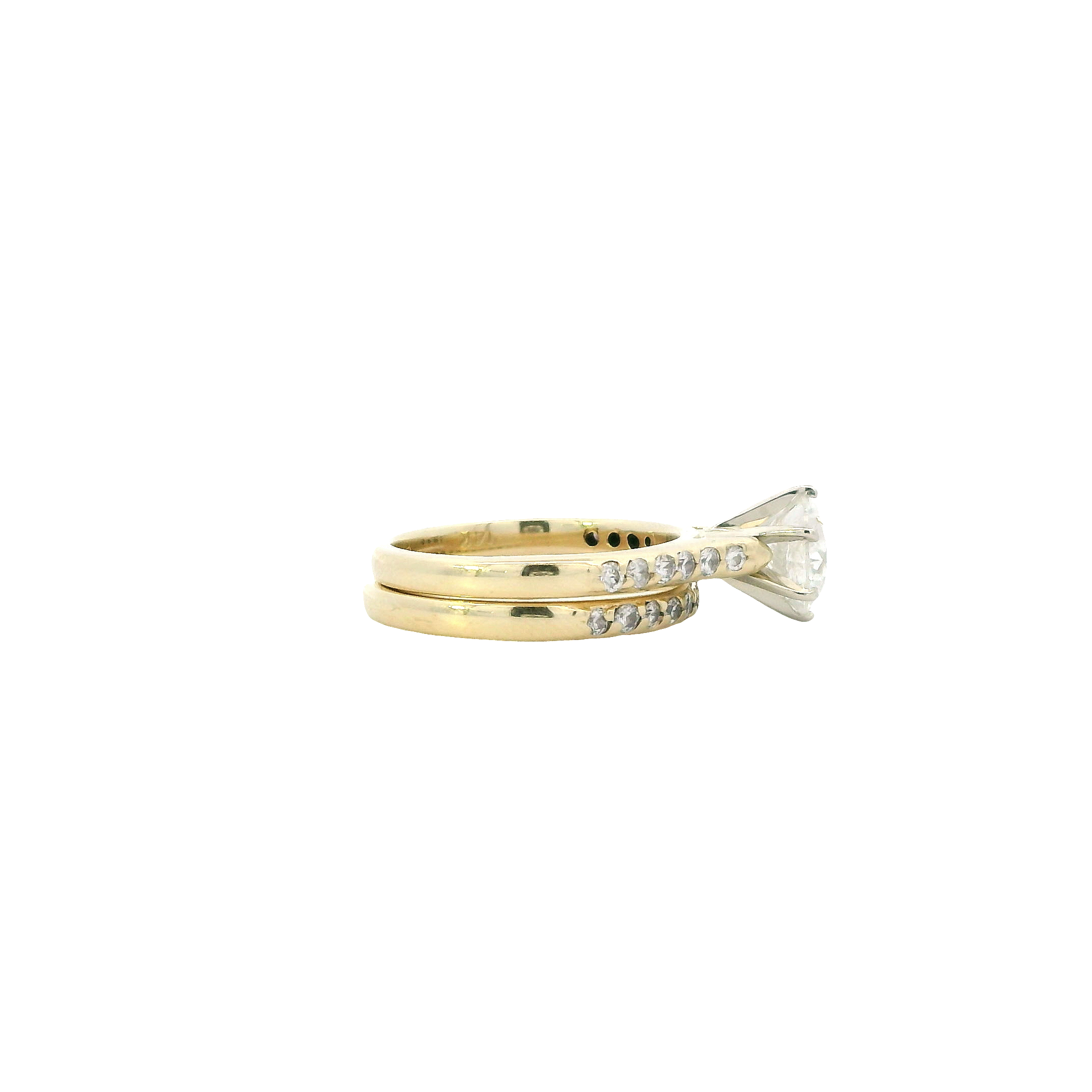 14K Yellow Gold Diamond Engagement & Wedding Ring Set - 2.1ct